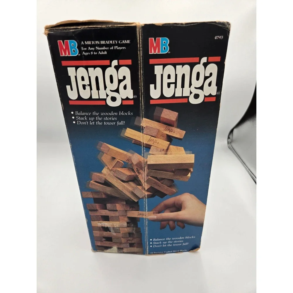 Vintage 1986 Jenga Game Milton Bradley MB Original Wood Blocks 51 Piece Set 4793